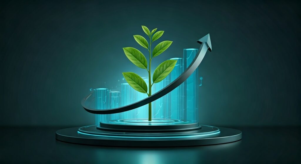 photo,realistic,scene,of,an,investment,,represented,by,a,plant,